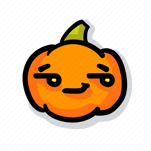 Pumpkin, halloween, emoji, kawaii, cute, irony, flirting sticker - Download on Iconfinder