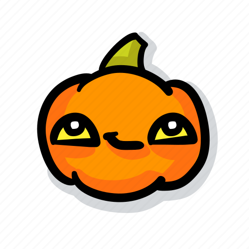 Pumpkin, halloween, emoji, kawaii, cute, dream, think sticker - Download on Iconfinder