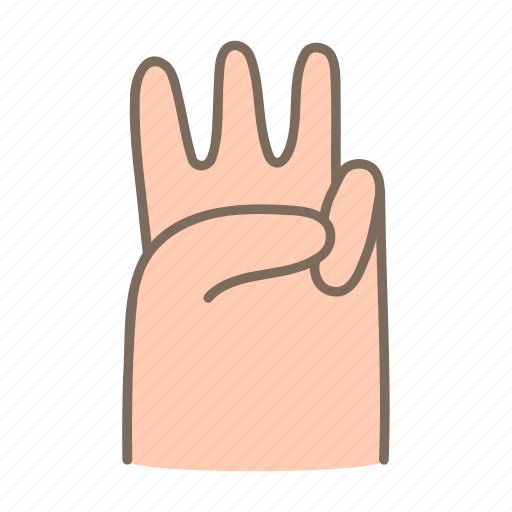 Doodle, hand, finger, three icon - Download on Iconfinder
