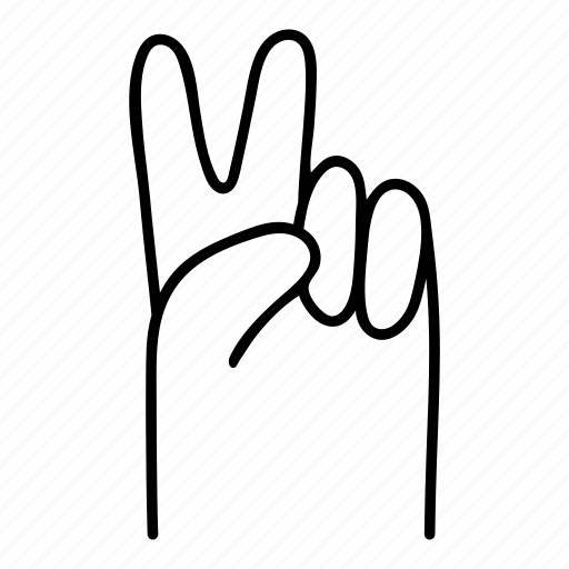 Doodle, hand, finger, two, victory icon - Download on Iconfinder