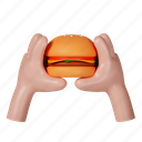 hands, fast, delivery, hold, dining, holding, hamburger, burger