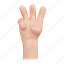 hand, showing, three, fingers, finger, gesture, human, number, arm 