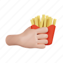 hold, french fries, fatty, lunch, junk, menu, restaurant, meal, hand