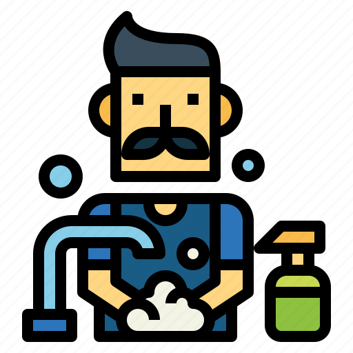 Cleaning, hand, hand washing, men, people, washing icon - Download on Iconfinder