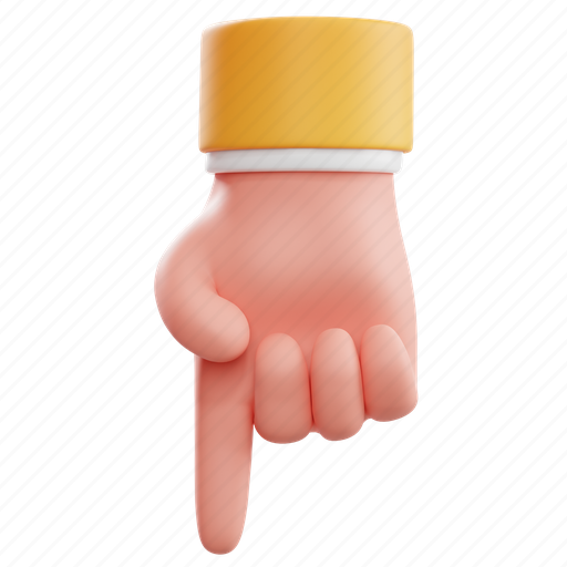 Pointing, finger, down, 3d hands, 3d cute hands 3D illustration - Download on Iconfinder