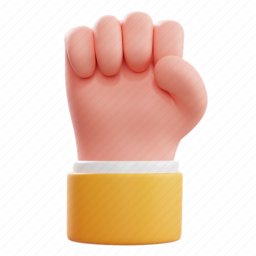 Raised, fist, 3d hand, cute 3d hand 3D illustration - Download on Iconfinder