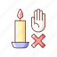 candle, stop, fire, hazard, touch 