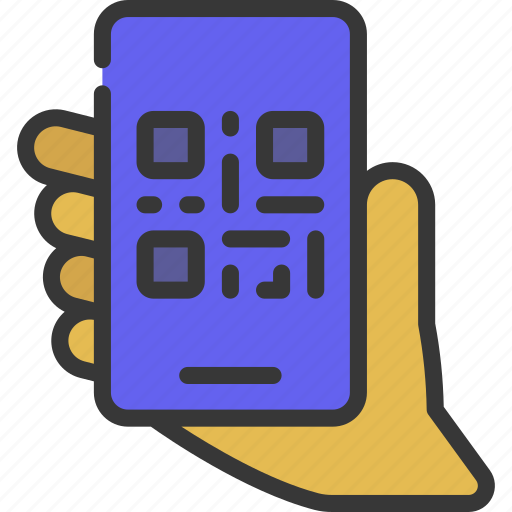 Qr, code, hand, palm, point, scan icon - Download on Iconfinder