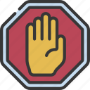 stop, sign, hand, palm, point, stopping