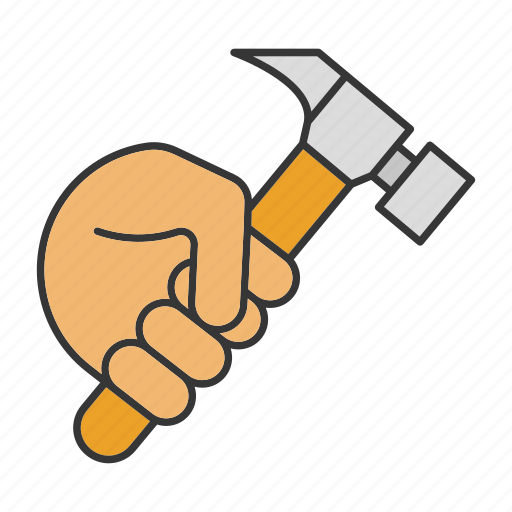 Construction, hammer, hand, hold, instrument, repair, tool icon - Download on Iconfinder
