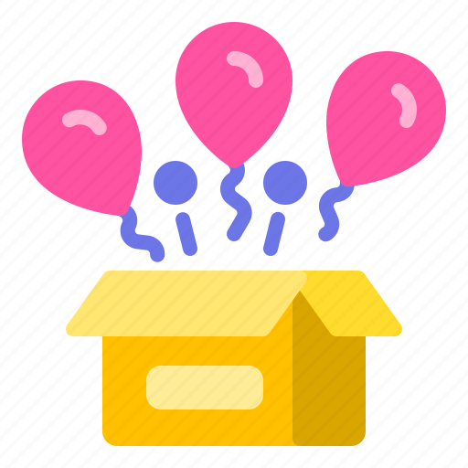 Balloons, birthday, box, open, surprise icon - Download on Iconfinder