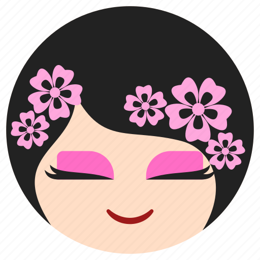 Girl, avatar, smile, happy, face, emotion, flower icon - Download on Iconfinder
