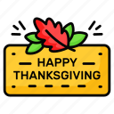 happy, thanksgiving, celebration, autumn, season, board, banner