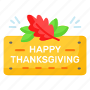 happy, thanksgiving, celebration, autumn, season, board, banner