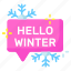 hello, winter, season, weather, snowflakes, message, christmas 
