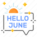 hello, june, month, summer, happy, typography, season