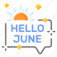 hello, june, month, summer, happy, typography, season 