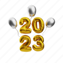number, golden, banner, happy new year, event, new year, december, 2023, ballons 