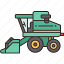 harvester, combine, farmland, machinery, heavy