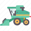 harvester, combine, farmland, machinery, heavy