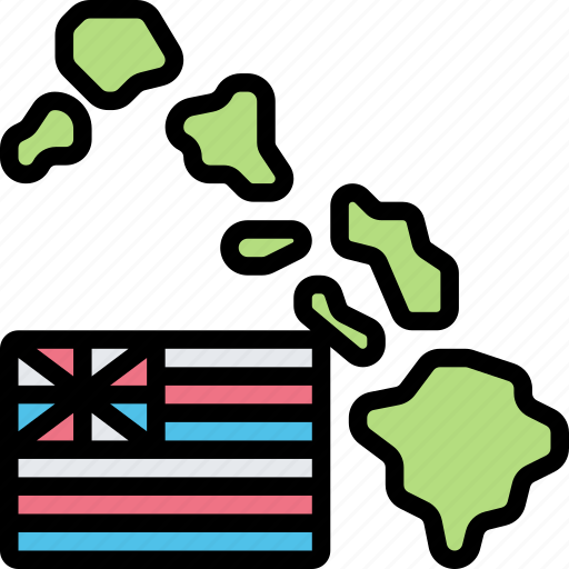Hawaii, map, flag, island, state icon - Download on Iconfinder