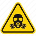 danger, gas mask, hazard, nuclear, radiation, toxic, warning 