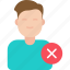 fired, button, denied, man, people, rejected, user, icon 