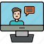 video, chat, communication, desktop, display, videochat, icon 