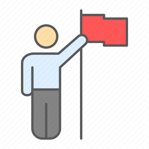 Leadership, success, goal, man, flag, person, achieve icon - Download on Iconfinder
