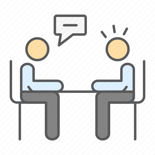 Recruitment, interview, discussion, two, people, talk, talking icon - Download on Iconfinder