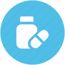 capsules, capsules container, medical drugs, medications, medicine, medicine jar