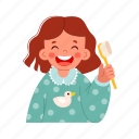 happy, girl, flat, icon, oral, hygiene, toothbrush, teeth, cleaning