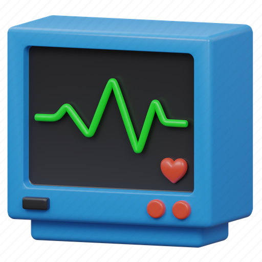 Ecg, machine, electrocardiogram, medical, hospital, heart, monitor 3D illustration - Download on Iconfinder