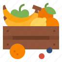 apple, banana, basket, fruits, orange