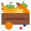 apple, banana, basket, fruits, orange 