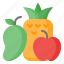 fruits, fruit, mango, pineapple, apple, healthy food, diet 