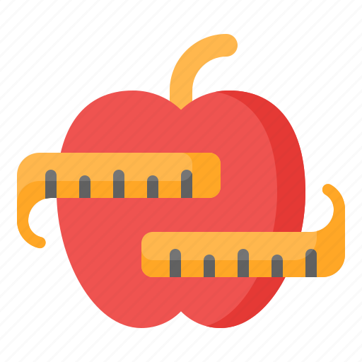 Diet, measure, measuring, measuring tape, weight loss, apple, fruit icon - Download on Iconfinder