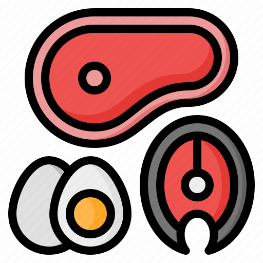 Protein, meat, salmon, fish, egg, raw, diet icon - Download on Iconfinder