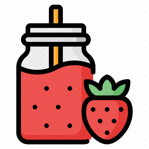 Smoothie, juice, strawberry, drink, straw, healthy food, diet icon - Download on Iconfinder