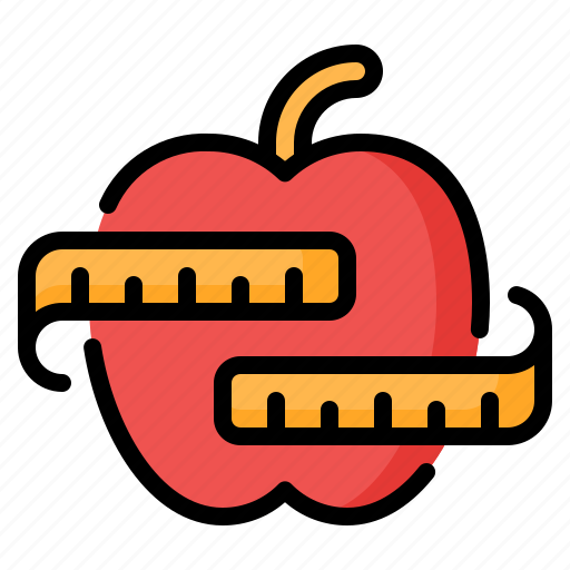 Diet, measure, measuring, measuring tape, weight loss, apple, fruit icon - Download on Iconfinder