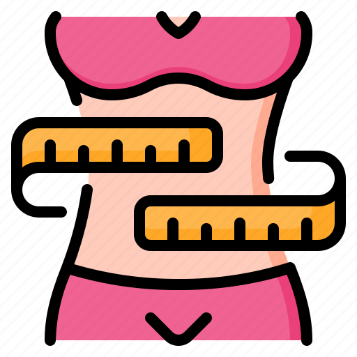 Weight loss, slim, reduce, body, measuring tape, diet, woman icon - Download on Iconfinder