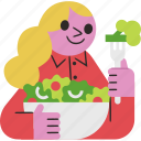 salad, healthy, food, girl