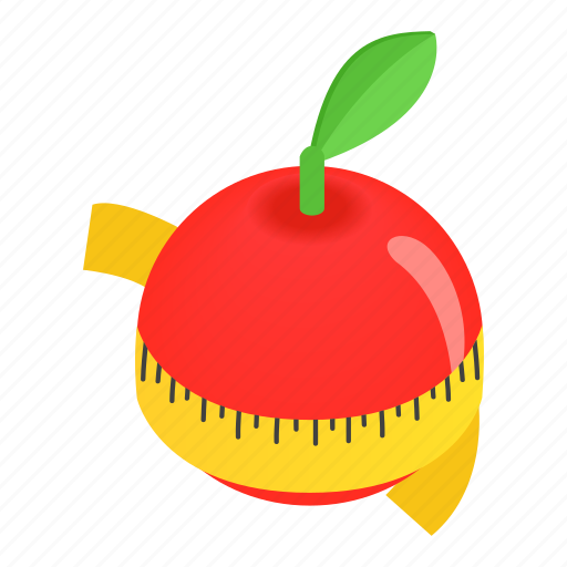 Apple, centimeter, dieting, isometric, ripe, slim, tape icon - Download on Iconfinder