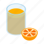 citrus, drink, fresh, glass, isometric, juice, orange 