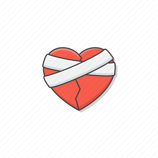 Broken, heart, bandage, plaster, love, valentine, romance icon - Download on Iconfinder