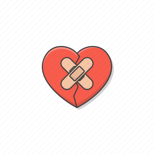 Broken, heart, bandage, plaster, love, valentine, romance icon - Download on Iconfinder