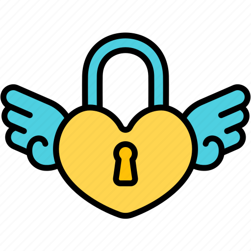 Padlock, lock, wing, secret, heart, love, valentine icon - Download on Iconfinder
