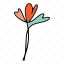 plant, heart, flower, leaf, eco, organic, nature, floral, doodle
