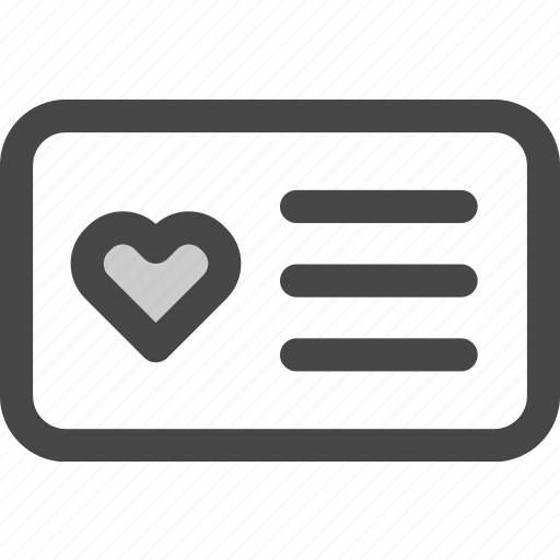 Card, favorite, heart, id, love, passion, text icon - Download on Iconfinder