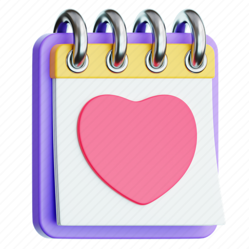 Heart, calender, romance, valentines, wedding, health, valentine 3D illustration - Download on Iconfinder